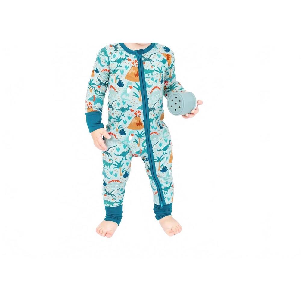 NEW EMERSON AND FRIENDS lovasaurus bamboo convertible baby pajamas in blue dinos